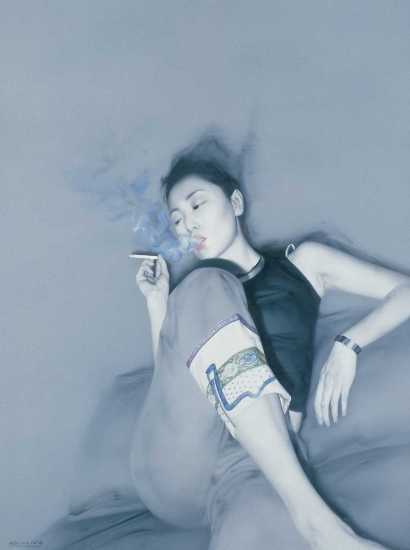何森 2004年作 烟雾与绣片